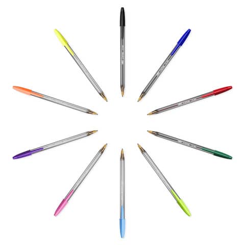 Penne a sfera con cappuccio BIC Cristal Large Multicolour 1,6 mm assortiti conf. 20 pezzi - 926381